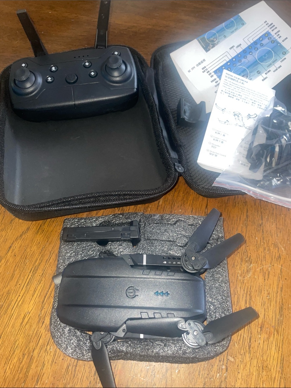 Black Foldable Drone with Remote Controller - Compact Portable Quadcopter